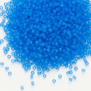 Seed bead, Delica®, glass, pkg/50g, #11 round, translucent matte Capri blue crystal blue (DB-0787).