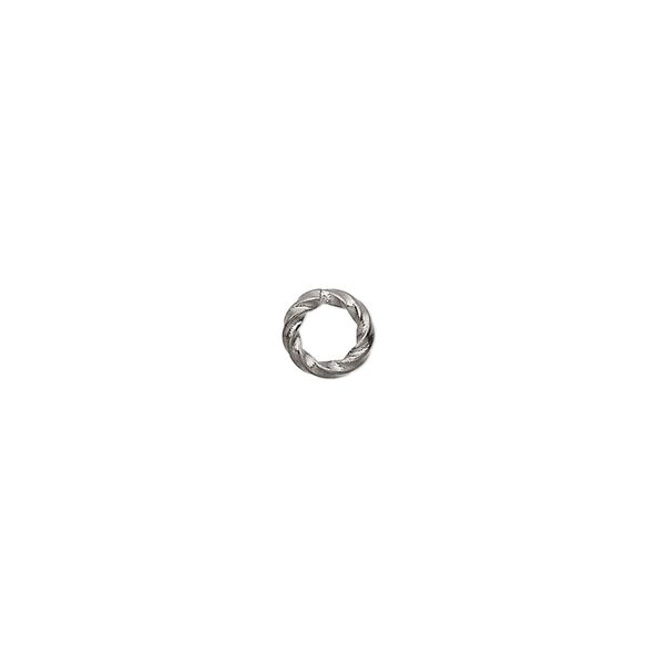 Jump ring, gunmetal-plated brass, 6mm twisted round, 3.6mm inside diameter, 16 gauge. Sold per pkg of 100. image number 0