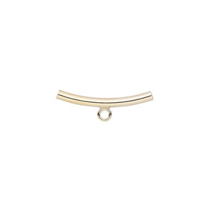 Bead, 14Kt gold-filled, 20x2mm curved tube with loop. Sold individually.