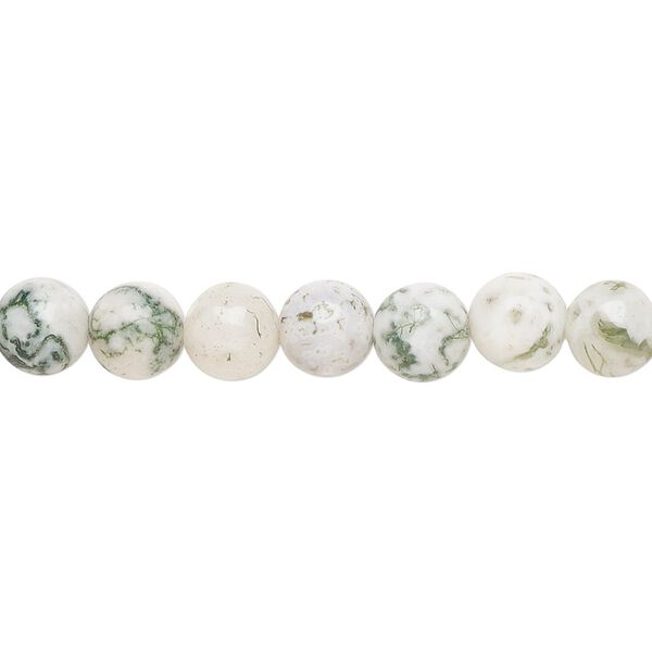 Tree agate 1pkg1, round bead natural 15.5-16 inch 6mm image number 0