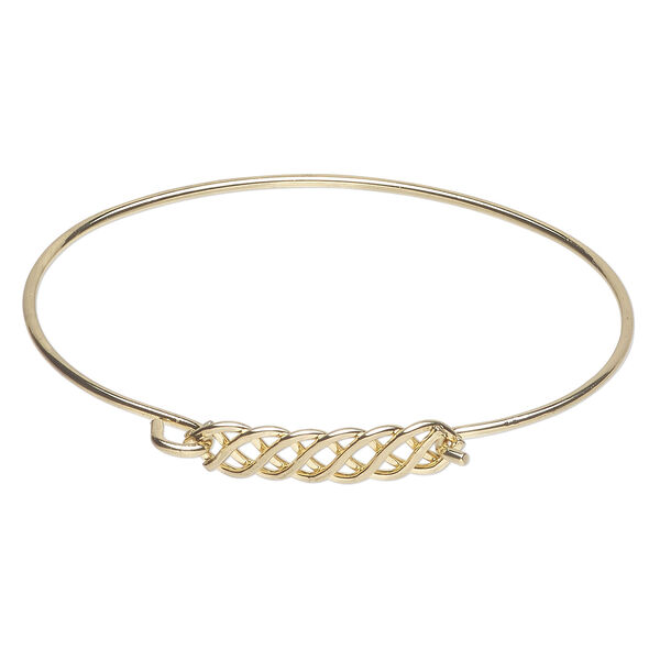 Bracelet, bangle 1pkg1, gold-finished steel, woven, 7 inches with hook closure. image number 0