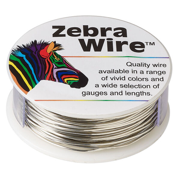 Wire, Zebra Wire™, copper, silver color, round, 20 gauge. Sold per 1/4-pound spool, approximately 26 yards (24 meters). image number 0