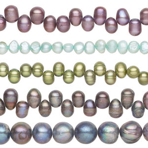 Pearl mix 1pkg5 freshwater, 4x3mm-30x21mm mixed shape, 15 inch cultured mixed colors