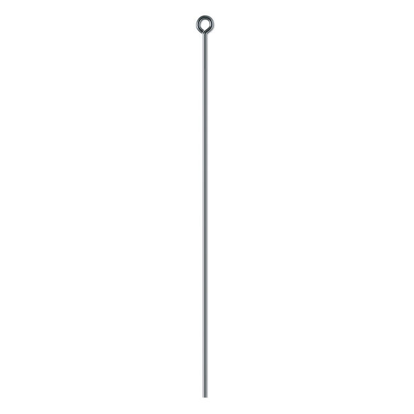 Eye pin, gunmetal-plated brass, 2-1/2 inches, 21 gauge. Sold per pkg of 100. image number 0