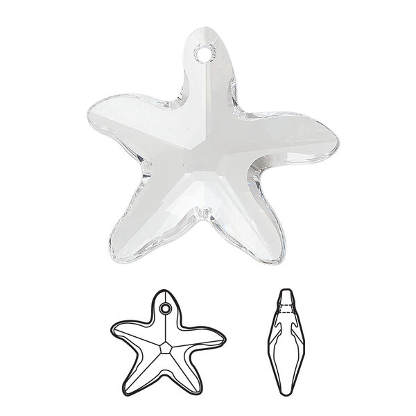 Focal 12pk crystal, Swarovski® 30x28mm pendant starfish 6721 image number 0