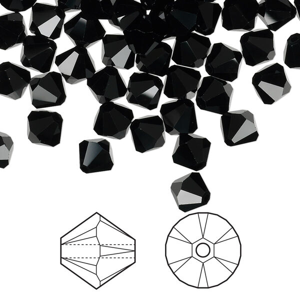 Bead 360pk jet, Crystal Passions® 6mm bicone 5328 image number 0