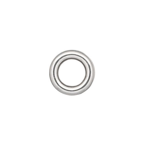 Link, antiqued silver-finished copper-coated plastic, 14mm undrilled open round, 8mm hole. Sold per 50-gram pkg, approximately 140 links. image number 0