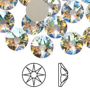 Flat back 96pk crystal shimmer foil back, Swarovski® 10.912-11.304mm rose round SS48 2088