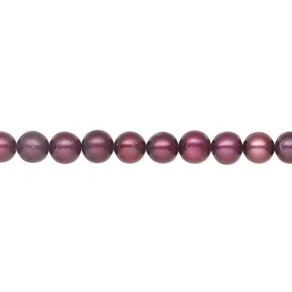 Pearl 1pkg1, cultured freshwater, semi-round C grade, 15 inch 4-5mm dyed plum / wine image number 0