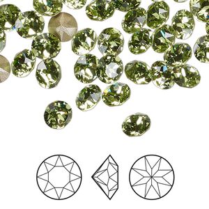 Chaton 12pk peridot foil back, Crystal Passions® Regenerated 6.14-6.32mm round SS29 1088