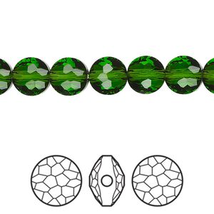 Bead 144pk fern green, Swarovski® 8mm puffed round 5034
