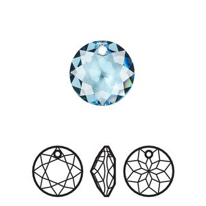 Drop 24pk aquamarine, Swarovski® 14mm pendant classic cut 6430