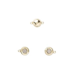 Clasp magnetic 1pkg1 14Kt gold, 10mm round, 1-strand