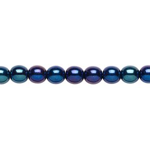 Bead, Czech glass druk, opaque iris blue, 6mm round. Sold per 15-1/2" to 16" strand.