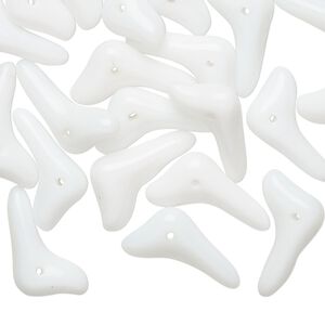 Bead, glass, opaque white, 17x5mm top-drilled sprig with 0.6mm hole. Sold per pkg of 24.
