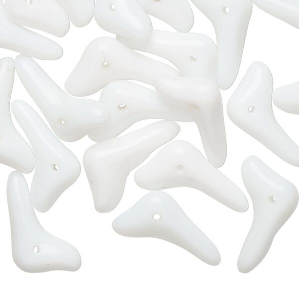 Bead, glass, opaque white, 17x5mm top-drilled sprig with 0.6mm hole. Sold per pkg of 24. image number 0