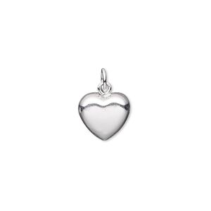 Charm, sterling silver-filled, 11x10mm puffed heart. Sold individually.