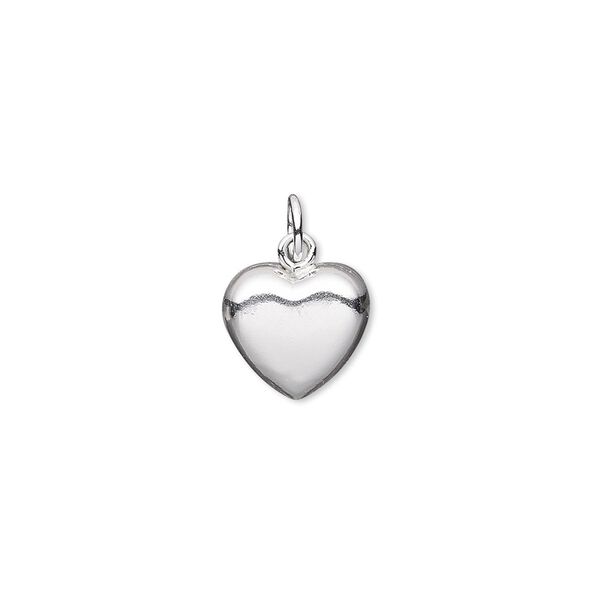 Charm, sterling silver-filled, 11x10mm puffed heart. Sold individually. image number 0
