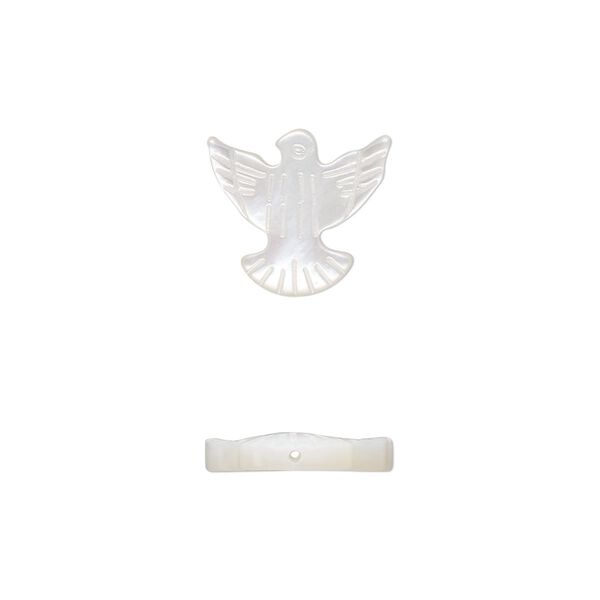 Bead 1pkg1 mother-of-pearl shell, 13.5x13mm bird bleached image number 0
