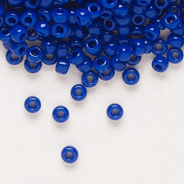 Seed bead, Miyuki, glass, pkg/250g, #8 rocaille, opaque cobalt, (RR-414). image number 0