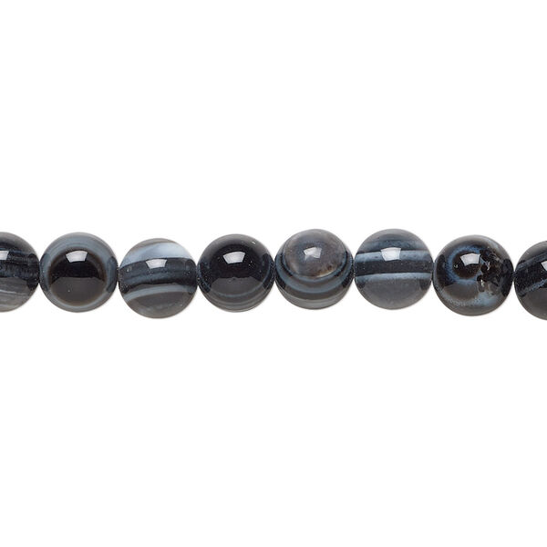 Bead, bull's eye agate (natural), 6mm hand-cut round, B grade, Mohs hardness 6-1/2 to 7. Sold per 15-1/2" to 16" strand. image number 0