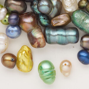 Freshwater pearl 1pkg2oz, top-drilled & center-drilled mixed shapes mixed colors 4x3mm-20x10mm cultured mix