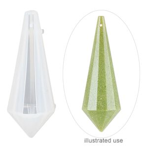 Mold, silicone, white, 52 x 19 x 19mm faceted teardrop. Sold individually.