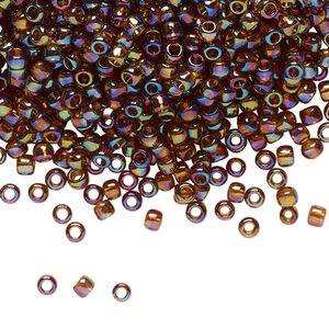 Seed bead, TOHO BEADS®, glass, pkg/7.5g, #8 round, translucent rainbow smoky topaz (TR-08-177).