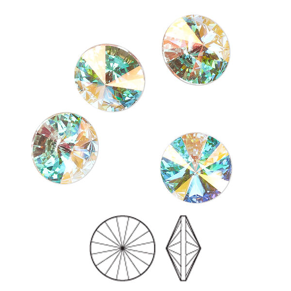 Chaton 144pk crystal AB foil back, Preciosa MAXIMA Czech crystal rhinestone 10.54-10.91mm rivoli SS47 image number 0