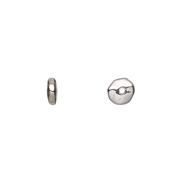 Bead, TierraCast®, white bronze-plated pewter (tin-based alloy), 6.5x2.5mm dimpled freeform rondelle. Sold per pkg of 20. image number 0