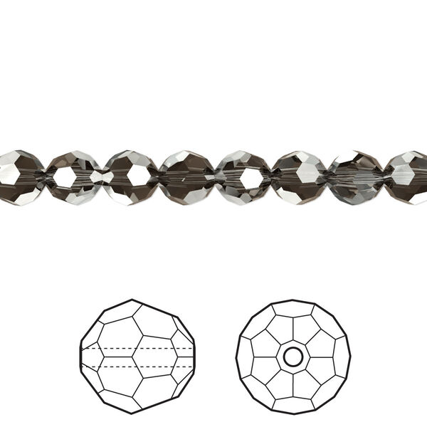 Bead 360pk crystal silver night, Swarovski® 6mm round 5000 image number 0