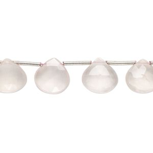 Rose quartz 1pkg16, hand-cut top-drilled faceted puffed teardrop bead natural 7mm-12x11mm