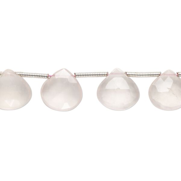 Rose quartz 1pkg16, hand-cut top-drilled faceted puffed teardrop bead natural 7mm-12x11mm image number 0