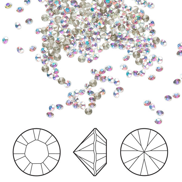 Chaton 144pk crystal AB foil back, Crystal Passions® 1mm round PP12 1028 image number 0