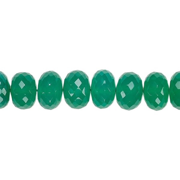 Green onyx 1pkg1, hand-cut faceted rondelle bead 8 inch 9x6mm-10x7mm image number 0