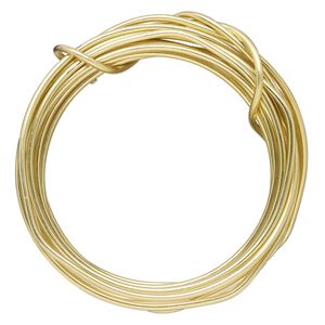Wire, Zebra Wire™, brass, round, 12 gauge. Sold per 3-yard coil.