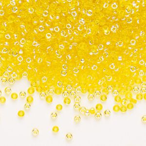 Seed bead 1pkg1 glass #11 round, translucent yellow AB