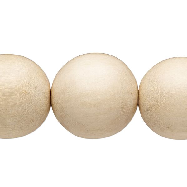 Bead, Taiwanese cheesewood (waxed), natural, 19-20mm round. Sold per 15-1/2" to 16" strand. image number 0