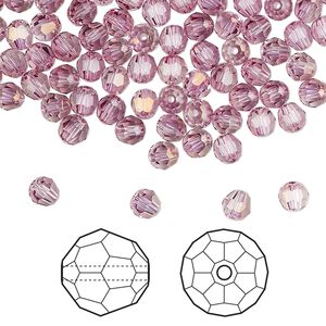 Bead 720pk dark rose, Swarovski® 4mm round 5000