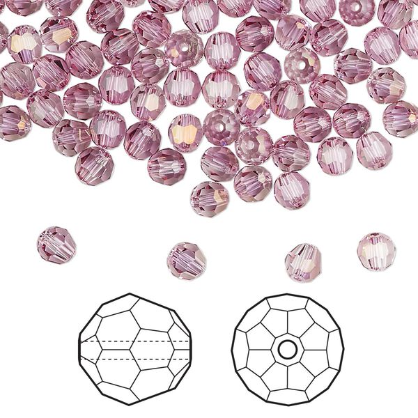 Bead 720pk dark rose, Swarovski® 4mm round 5000 image number 0
