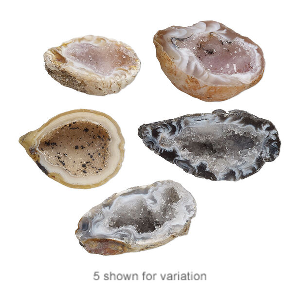 Geode 1pkg2, top-drilled unfinished slice druzy focal natural C grade, 27x18mm-34x22mm image number 0