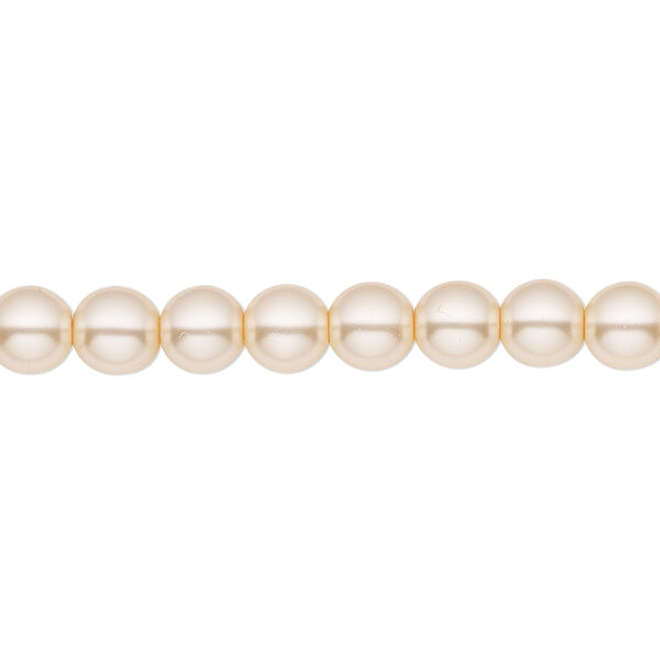 Bead, Czech pearl-coated glass druk, opaque champagne, 6mm round. Sold per 15-1/2" to 16" strand. image number 0