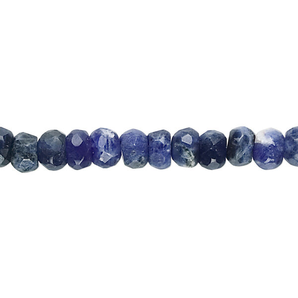 Bead, sodalite (natural), 6x4mm faceted rondelle, B grade, Mohs hardness 5 to 6. Sold per 15-1/2" to 16" strand. image number 0