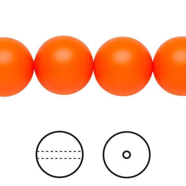 Pearl 10pk neon orange, Crystal Passions® 14mm round 5811 image number 0