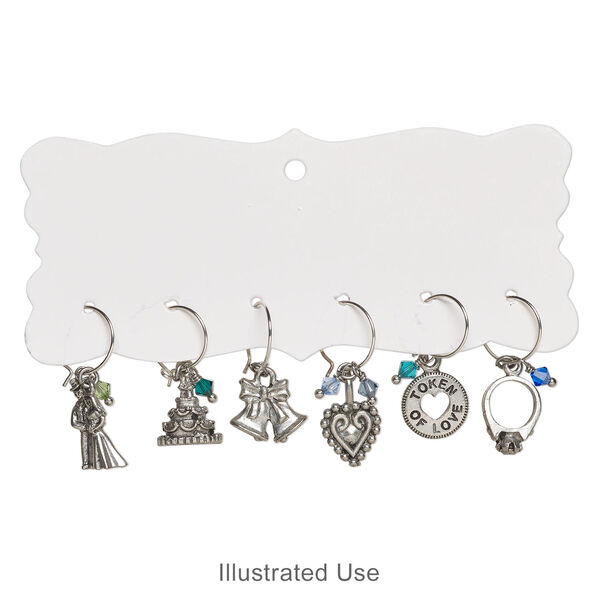 Wine charm holder, paper, white, 4x2-inch single-sided fancy rectangle card. Sold per pkg of 50. image number 2