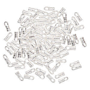 Crimp end 1pkg100 silver-plated, 5.5x3.5mm tube / loop / 2.2mm inside diameter, brass