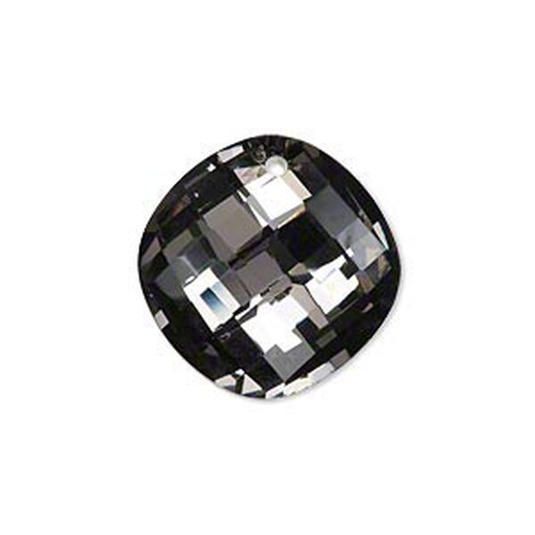 Drop, glass, grey with silver-foil back, 21x21mm double-sided faceted modified round. Sold per pkg of 2. image number 0