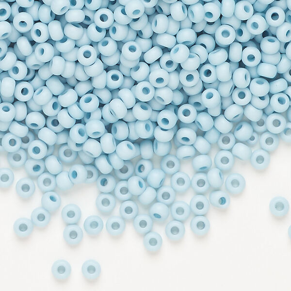 Seed bead, Preciosa Ornela Czech glass, 1pkg50g, 2.8-3.2mm rocaille, opaque matte terra dyed silent blue chalkwhite (06431) image number 0