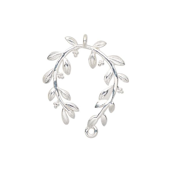 Drop, silver-plated brass, 25.5x23mm leaves with two loops. Sold individually. image number 0