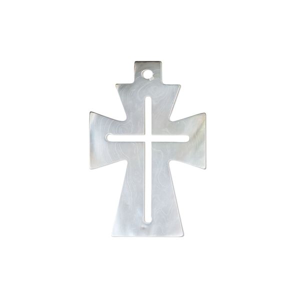 Drop, black lip shell (natural), 23x17mm cross with cutouts, Mohs hardness 3-1/2. Sold individually. image number 0